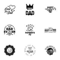 Happy Fathers Day Kalligrafie-Grußkarte 9 schwarze Typografie-Sammlung Vektor-Illustration editierbare Vektor-Design-Elemente vektor