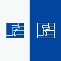 Bau-Malwalzen-Werkzeuglinie und Glyphe solides Symbol blaues Banner Linie und Glyphe solides Symbol blaues Banner vektor