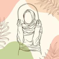 stilvolle und trendige moslemische frau in hijab-modevektorillustrations-linienkunst lokalisiert für boutiquemode vektor