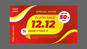 Flash-Sale-Banner mit rotem HintergrundFlash-Sale-Banner mit rotem Hintergrund vektor
