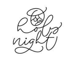 helig natt monoline kalligrafi text ord och jul vektor religiös nativity scen av bebis Jesus med Joseph och mary. minimalistisk konst linje teckning, skriva ut och logotyp design