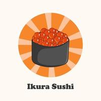 asiatisches Essen, Ikura-Sushi-Rollenvektor. japanische küche, traditionelles essen. vektor