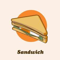 smörgås med kött, ägg och ost, vektor illustration