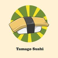 asiatisches Essen. Tamago-Sushi-Vektor. japanische küche, traditionelles essen. Sushi-Ei vektor