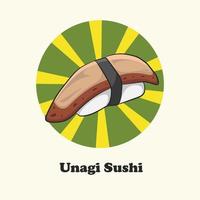 asiatisches Essen. Unagi-Sushi-Vektor. japanische küche, traditionelles essen. Aal-Sushi vektor