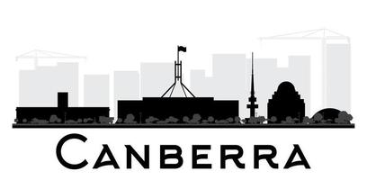 Canberra City Skyline Schwarz-Weiß-Silhouette. vektor