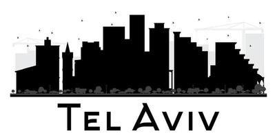 tel aviv stad horisont svart och vit silhuett. vektor