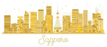 sapporo japan stad horisont gyllene silhuett. vektor