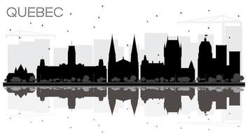 quebec canada city skyline schwarz-weiße silhouette mit reflexionen. vektor