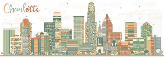 abstrakte Skyline von Charlotte mit farbigen Gebäuden. vektor