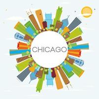 chicago horisont med Färg byggnader och kopia Plats. vektor