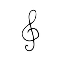 handgezeichnetes Musiksymbol, Doodle-Violinschlüssel. isoliert auf weißem Hintergrund. vektor