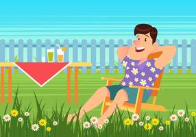 Sommer Picknick Sitzung Auf Rasen Stuhl vektor