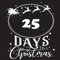 25 Tage bis Weihnachten, einfaches schwarzes Logo mit weißen Mustern darauf vektor