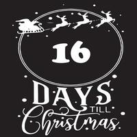 16 Tage bis Weihnachten, einfaches schwarzes Logo mit weißen Mustern darauf vektor
