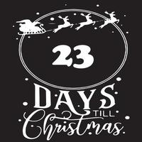 23 Tage bis Weihnachten, einfaches schwarzes Logo mit weißen Mustern darauf vektor