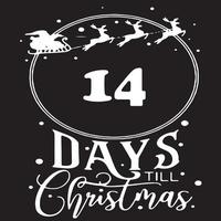14 Tage bis Weihnachten, einfaches schwarzes Logo mit weißen Mustern drin vektor
