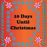 10 tage bis weihnachten, einfaches buntes design mit schneeflocken und süßigkeiten darauf vektor