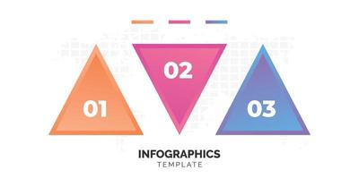 dreistufige bunte Dreieck-Infografik-Vorlage vektor