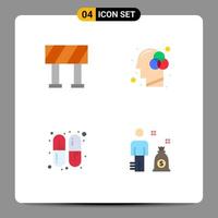 Stock Vector Icon Pack mit 4 Zeilenzeichen und Symbolen für Block Business Human Mind Capsule Investor editierbare Vektordesign-Elemente