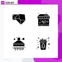 Solid Icon Set Packung mit 4 Glyphen-Icons isoliert auf weißem Hintergrund für Web-Print und mobile kreative schwarze Icon-Vektor-Hintergrund vektor