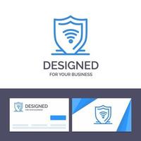 kreative visitenkarte und logo-vorlage internet internetsicherheit schützen schildvektorillustration vektor