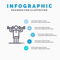 aktivitet disciplin mänsklig fysisk styrka linje ikon med 5 steg presentation infographics bakgrund vektor