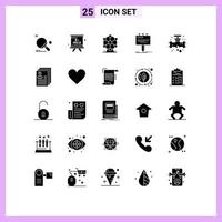 25 universelle solide Glyphenzeichen Symbole für Leck-Plakatwand-Bildungswerbung und editierbare Vektordesign-Elemente vektor