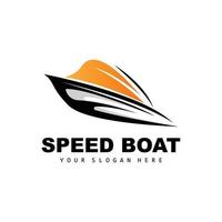 Schnellboot-Logo, schneller Frachtschiff-Vektor, Segelboot, Design für Schiffsbauunternehmen, Schifffahrt, Seefahrzeuge, Transport vektor