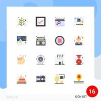 moderner Satz von 16 flachen Farben und Symbolen wie Marketing-Datenplan-Service-Erholung editierbares Paket kreativer Vektordesign-Elemente vektor