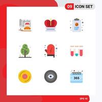 Stock Vector Icon Pack mit 9 Zeilen Zeichen und Symbolen für Food Tree Jahresbericht Dschungelcamping editierbare Vektordesign-Elemente