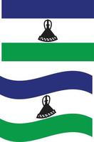 schwenkende flagge von lesotho. Lesotho-Flagge auf weißem Hintergrund. flacher Stil. vektor