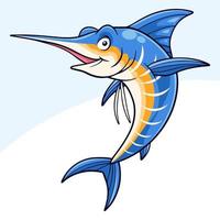 Cartoon lustiger Marlin-Fisch isoliert auf weißem Hintergrund vektor