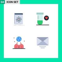 flaches Icon-Paket mit 4 universellen Symbolen von api Human Platform Science Management editierbare Vektordesign-Elemente vektor