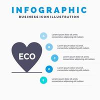 eco hjärta kärlek miljö fast ikon infographics 5 steg presentation bakgrund vektor