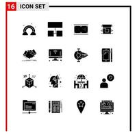 16 kreativ ikoner modern tecken och symboler av handslag produkt kö modern produkt släpp redigerbar vektor design element