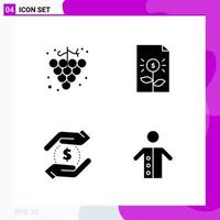 Solid Icon Set Packung mit 4 Glyphen-Icons isoliert auf weißem Hintergrund für Web-Print und mobile kreative schwarze Icon-Vektor-Hintergrund vektor