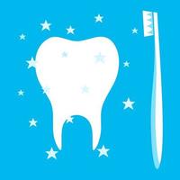 tandborste vektor illustration på blå bakgrund. glansig vit tänder begrepp.