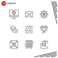 Sammlung von 9 Vektorsymbolen im Linienstil Pixel perfekte Umrisssymbole für Web- und Mobilliniensymbolzeichen auf weißem Hintergrund 9 Symbole vektor