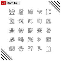 Aktienvektor-Icon-Pack mit 25 Zeilenzeichen und Symbolen für digitale Schlüssel der Flaschenschriftart wählen editierbare Vektordesign-Elemente vektor