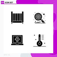 Solid Icon Set Packung mit 4 Glyphen-Icons isoliert auf weißem Hintergrund für Web-Print und Handy vektor