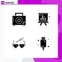 Solid Icon Set Packung mit 4 Glyphen-Icons isoliert auf weißem Hintergrund für Web-Print und mobile kreative schwarze Icon-Vektor-Hintergrund vektor