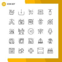 25 Icon Set Line Style Icon Pack Umrisssymbole isoliert auf weißem Hintergrund für reaktionsschnelle Website, die kreativen schwarzen Icon-Vektorhintergrund entwirft vektor