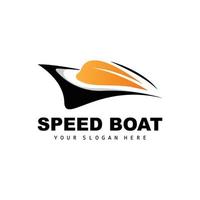 Schnellboot-Logo, schneller Frachtschiff-Vektor, Segelboot, Design für Schiffsbauunternehmen, Schifffahrt, Seefahrzeuge, Transport vektor