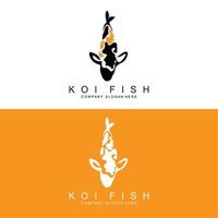 Koi-Fisch-Logo-Design, Zierfisch-Vektor, Aquarium-Ornament-Illustration Markenprodukt vektor