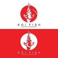 Koi-Fisch-Logo-Design, Zierfisch-Vektor, Aquarium-Ornament-Illustration Markenprodukt vektor