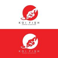 koi fisk logotyp design, dekorativ fisk vektor, akvarium prydnad illustration varumärke produkt vektor