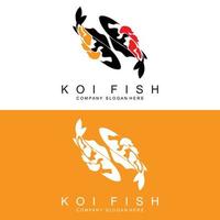 koi fisk logotyp design, dekorativ fisk vektor, akvarium prydnad illustration varumärke produkt vektor