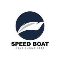 Schnellboot-Logo, schneller Frachtschiff-Vektor, Segelboot, Design für Schiffsbauunternehmen, Schifffahrt, Seefahrzeuge, Transport vektor