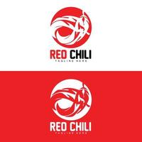 rotes Chili-Logo, scharfer Chili-Pfeffer-Vektor, Chili-Gartenhaus-Illustration, Firmen-Produktmarken-Illustration vektor